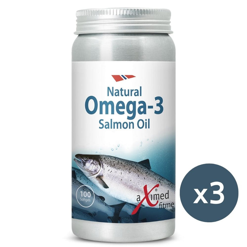 Naturlig Omega-3 lakseolje 100 kapsler - 3 flasker