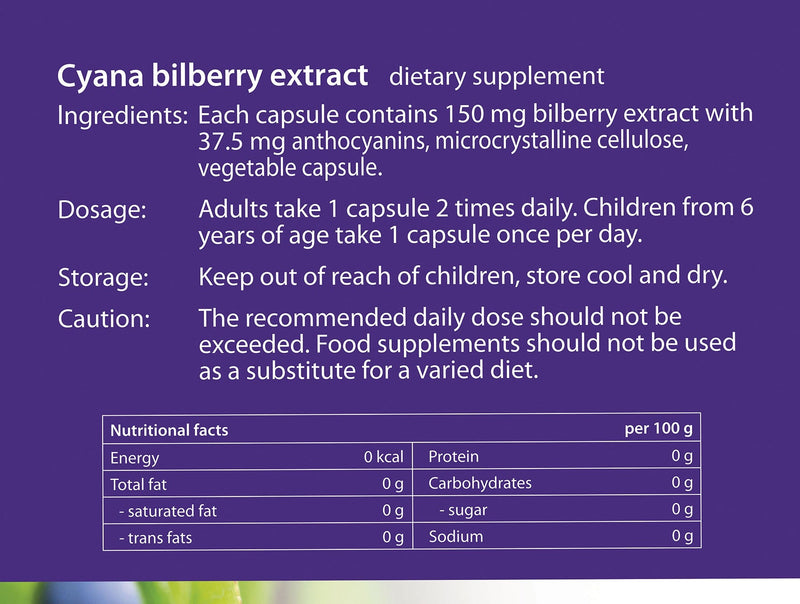 Cyana Bilberry Extract 60 capsules, aXimed