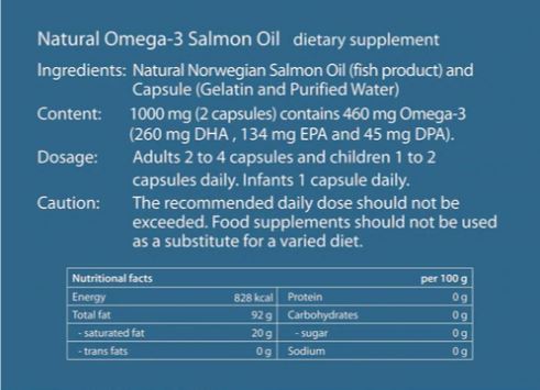 Natural Omega-3 laxolja 100 kapslar - 3 flaskor